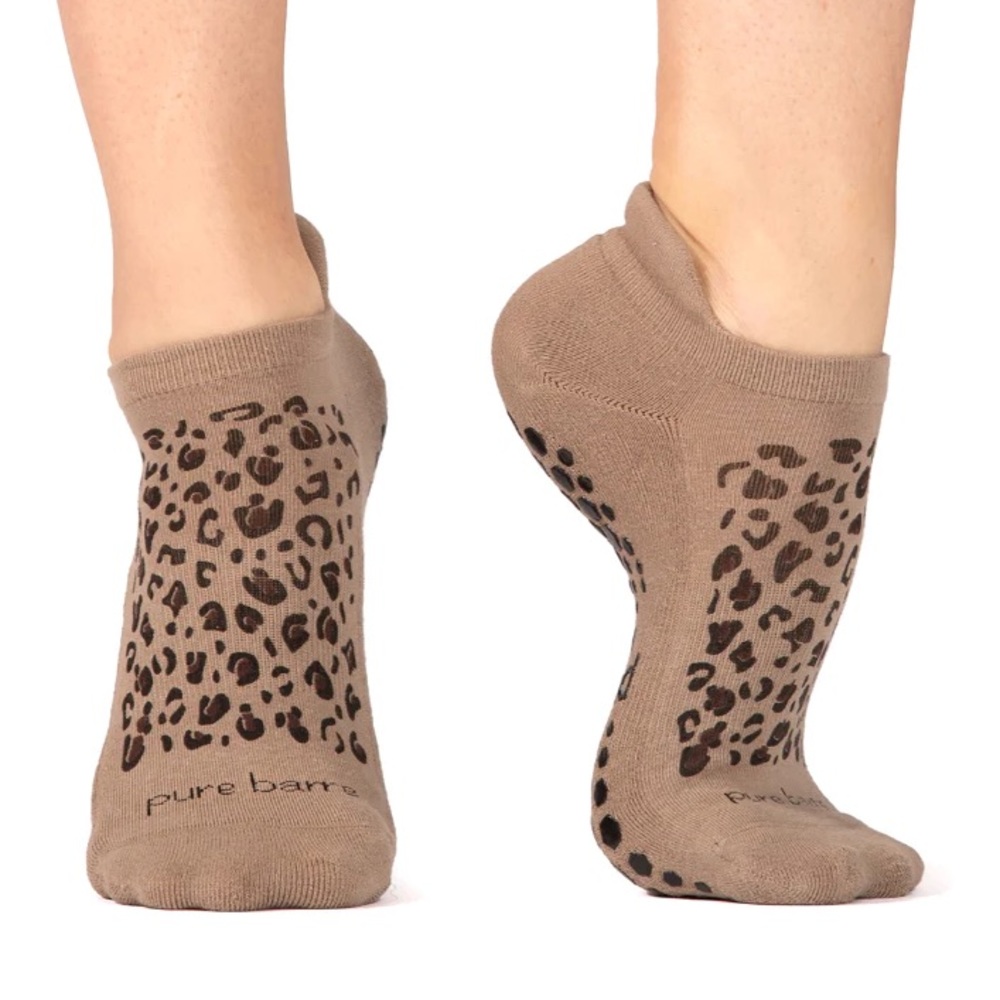 Pure Barre Leopard Print Sticky Socks - SM
